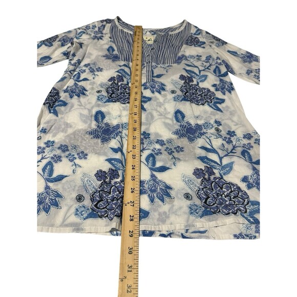 Anthropologie MERMAID Small Floral Sea Holly Tunic Top Stripes Beach Summer F10 - Picture 5 of 9